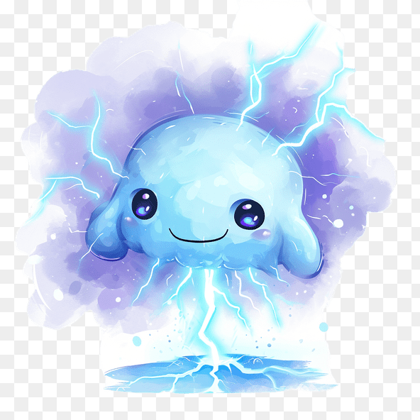 Cute Blue Lightning Jellyfish Clipart