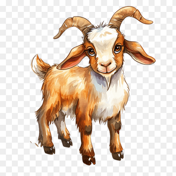 Cute Baby Goat Watercolor Clipart