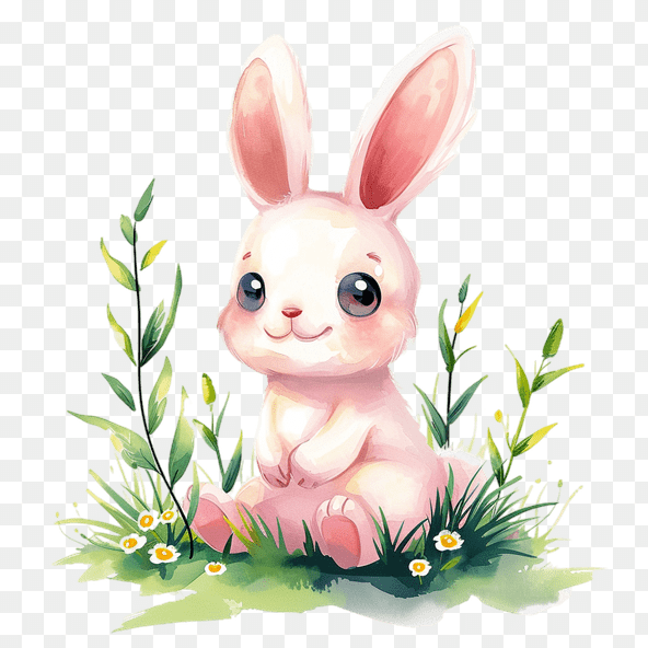 bunny rabbit sitting in a field of grass clipart