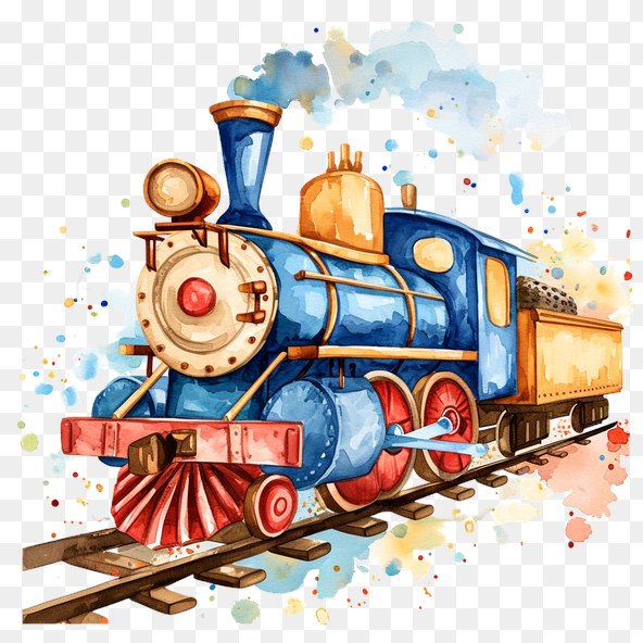 Vintage Watercolor Train Clipart
