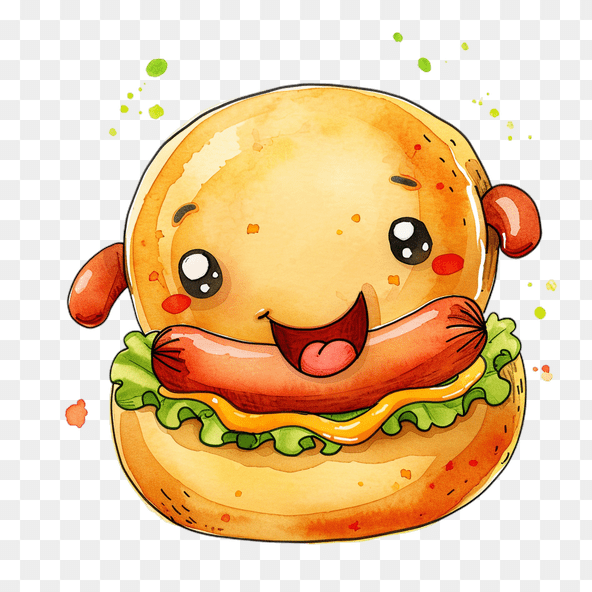 Cute Cartoon Hotdog Clipart