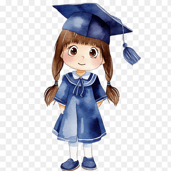 Cartoon girl in graduation clipart