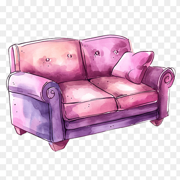 Pink Watercolor Sofa Clipart