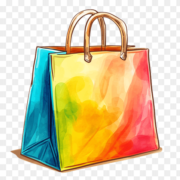 Watercolor Rainbow Shopping Bag Clipart