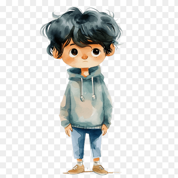 Sad Boy Watercolor Clipart