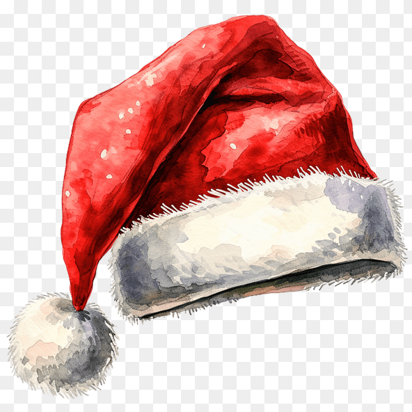 Red Santa Hat Watercolor Clipart
