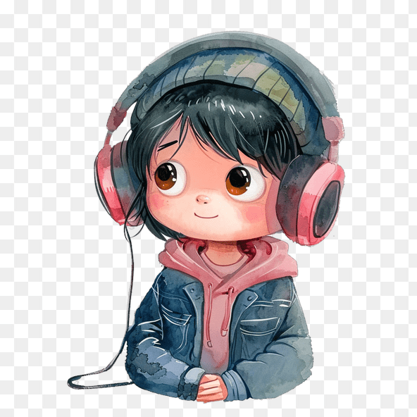 listen with headphones clipart