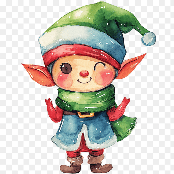 Cute Winking Christmas Elf Clipart