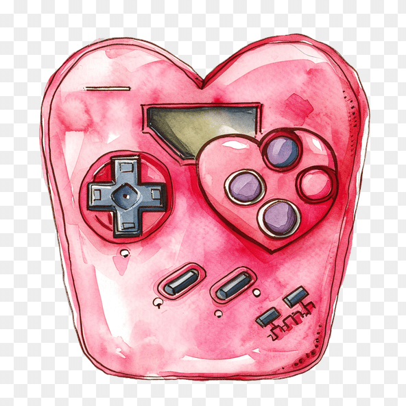 pink heart-shaped game controller clipart