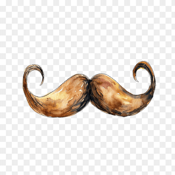 Watercolor Handlebar Mustache Clipart