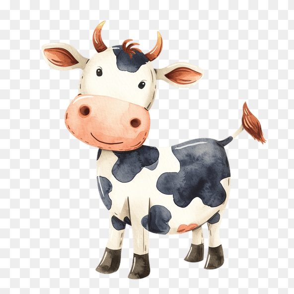 Cute Watercolor Cow Clipart