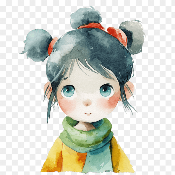 Cute Watercolor Girl Clipart