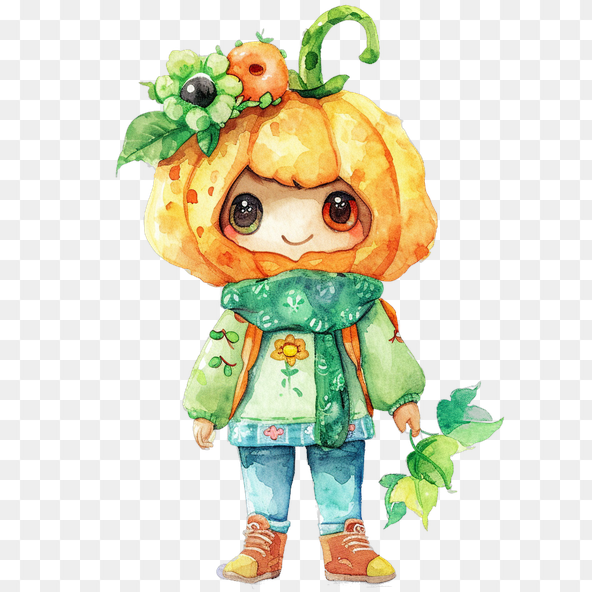 cartoon pumpkin girl clipart