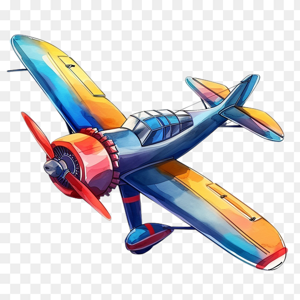 Historical Watercolor Airplane Clipart