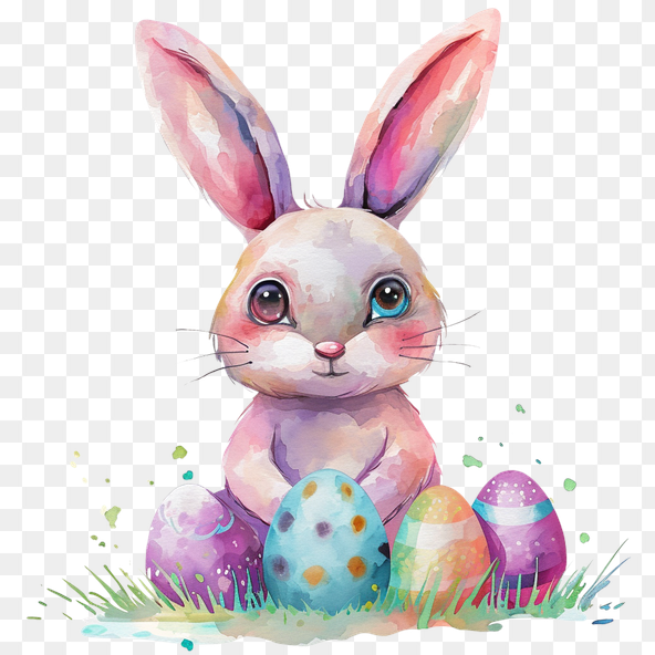 Cute Easter Bunny with Eggs Clipart