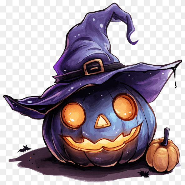 Purple Witch Halloween Pumpkin Clipart