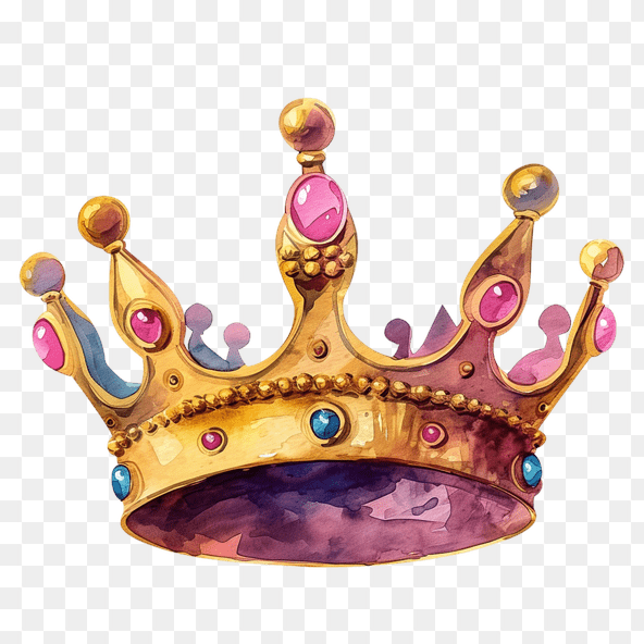 Pink and Blue Watercolor Princess Crown Clipart