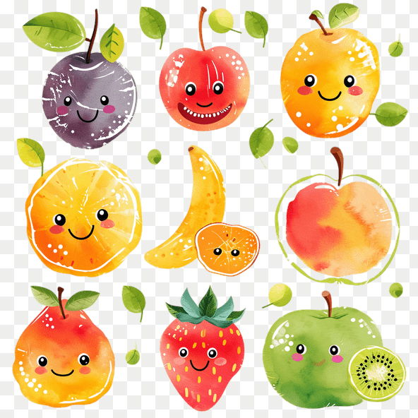 Cute Watercolor Fruit Clipart Set