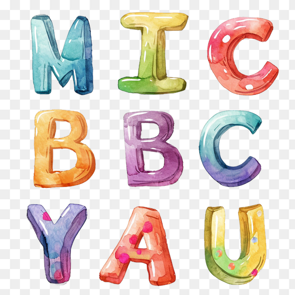Colorful Watercolor Alphabet Clipart