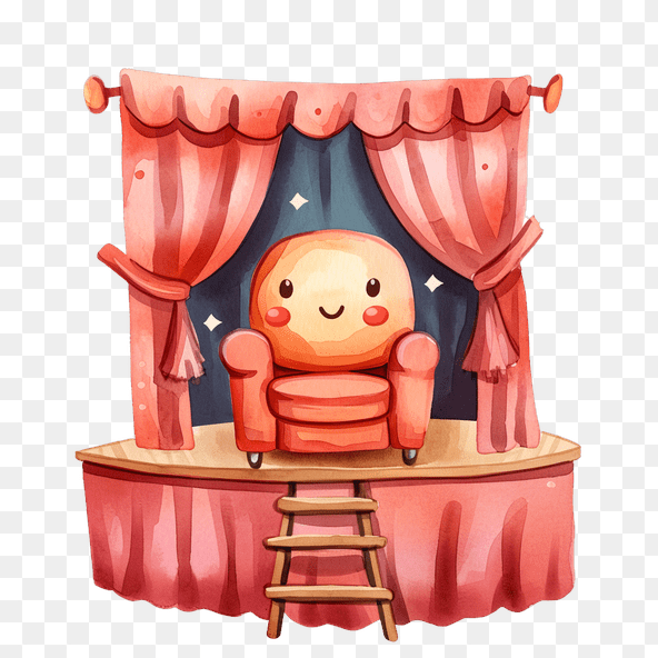 Cute Cartoon Character in a Chair Stage Clipart