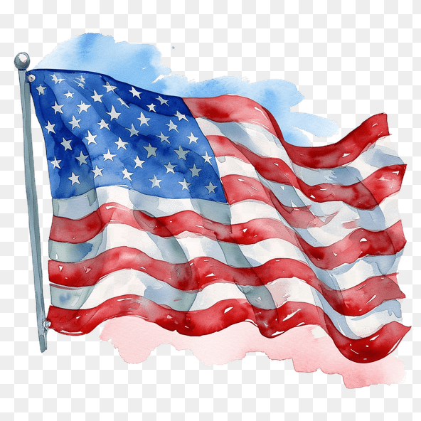 Patriotic American Flag Watercolor Clipart