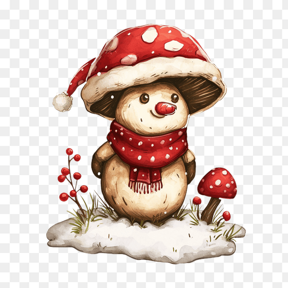 Christmas Mushroom Snowman Clipart