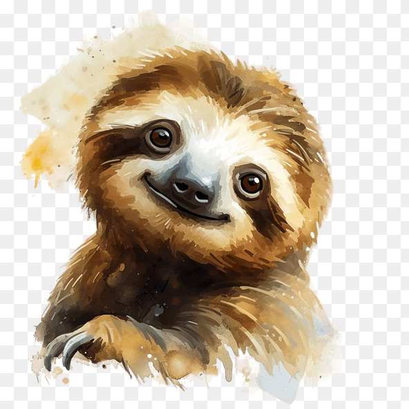 Cute Sloth Watercolor Painting