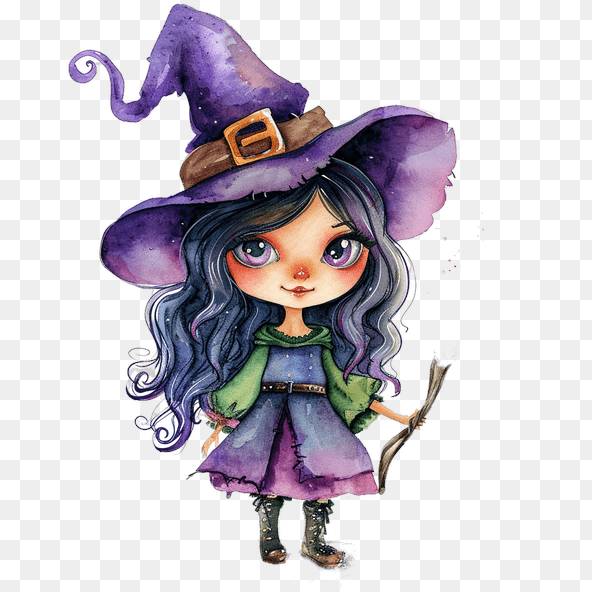 Cute Witch With Fire Clipart