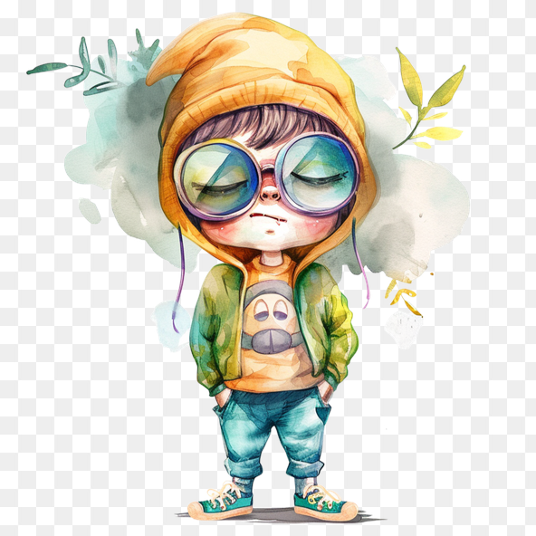 Cool Boy In Green Jacket clipart