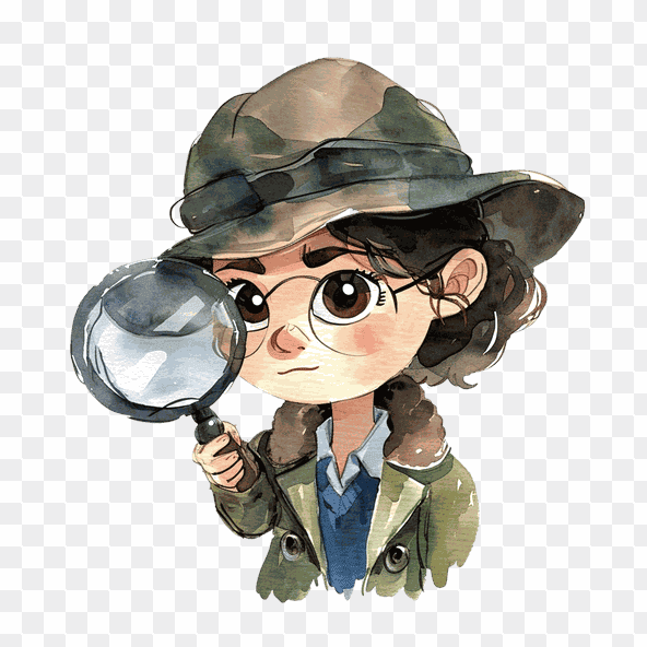 Cute Cartoon Detective With Magnifying Glass Clipart
