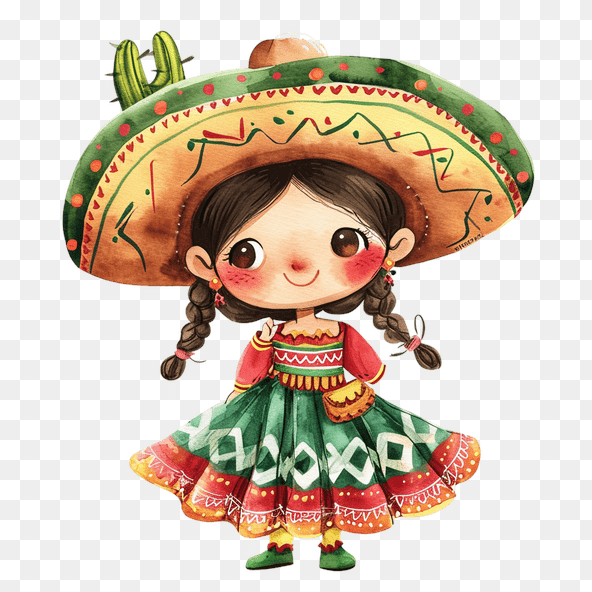 cute Mexican girl clipart