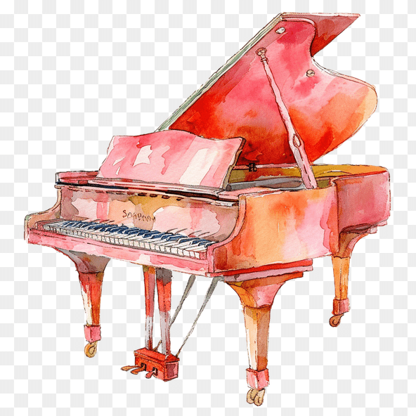 red piano clipart