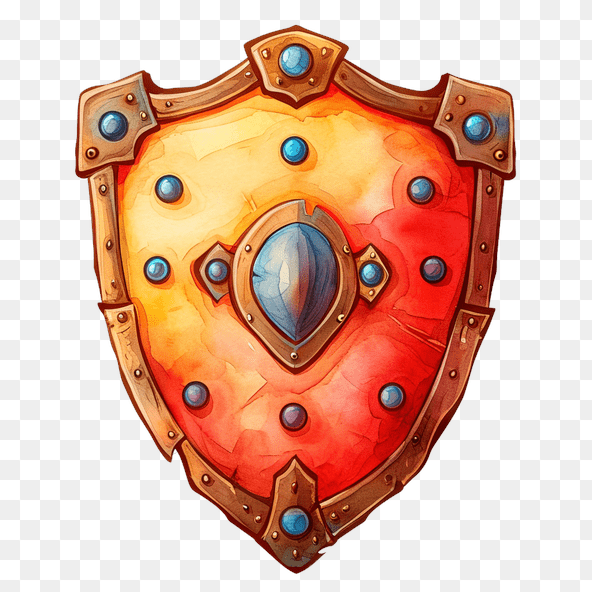 Red Wooden Fantasy Shield Clipart