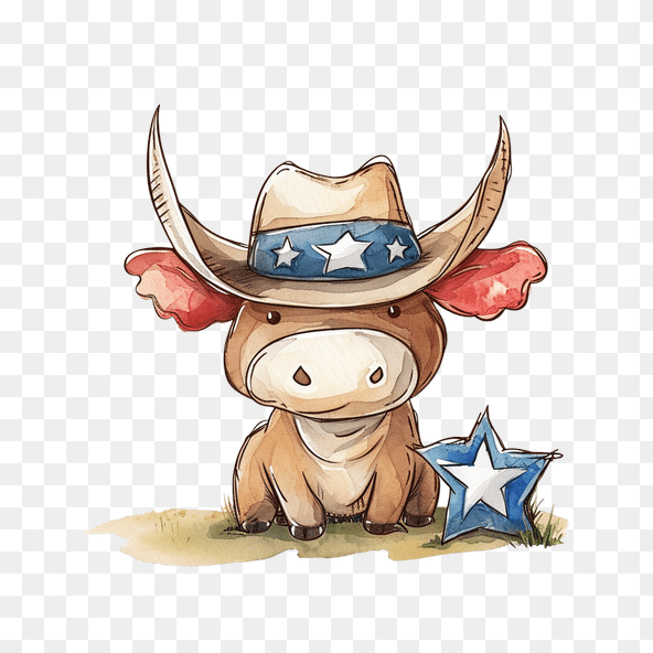 Cute Cowboy Bull Clipart