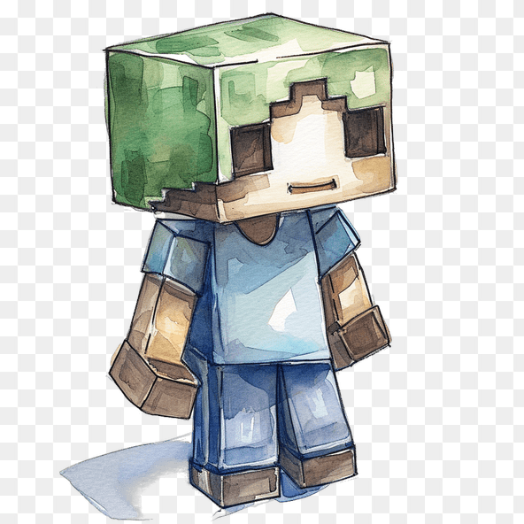 Minecraft Watercolor Character Clipart