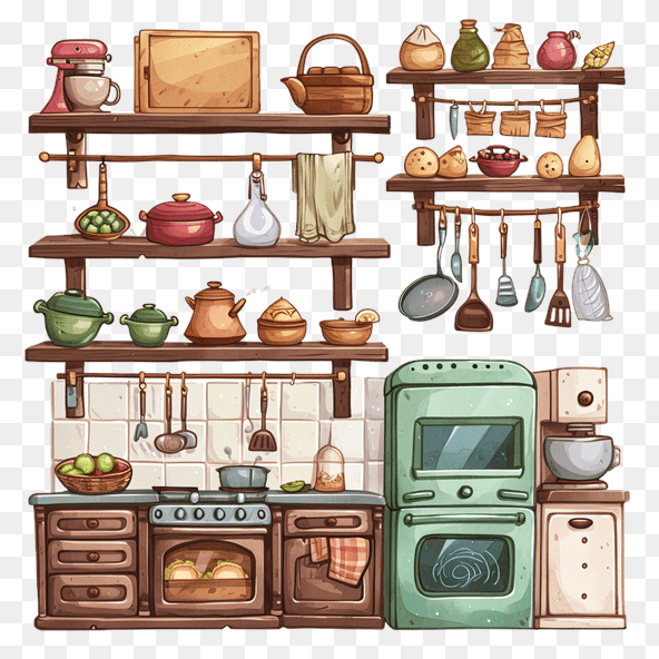 cottage kitchen clipart