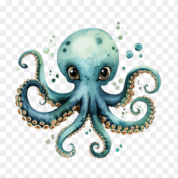 blue octopus clipart