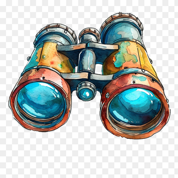 Vintage Watercolor Binoculars Clipart