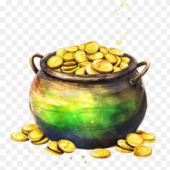 Pot Of Gold Watercolor Clipart