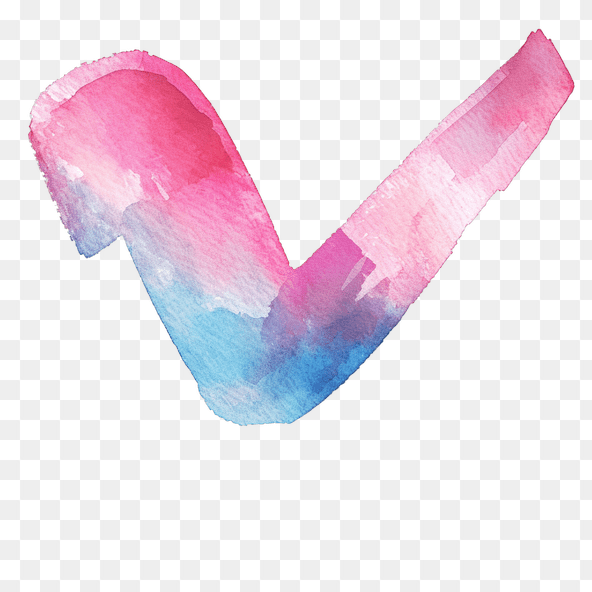 blue and pink watercolor checkmark clipart