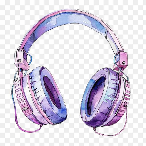 Purple Watercolor Headphones Clipart