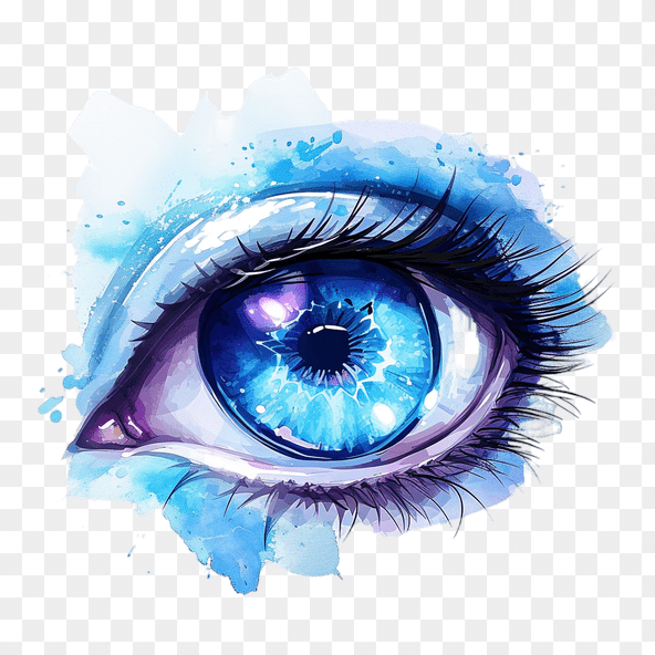 blue watercolor eye clipart