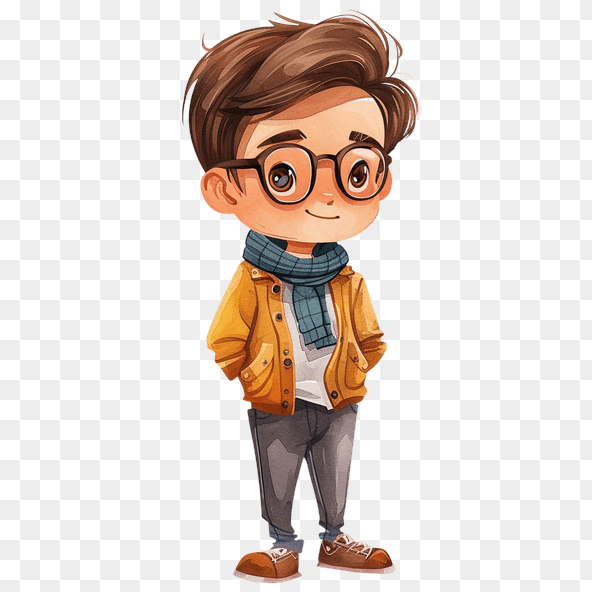 Cute Boy in Yellow Jacket Clipart
