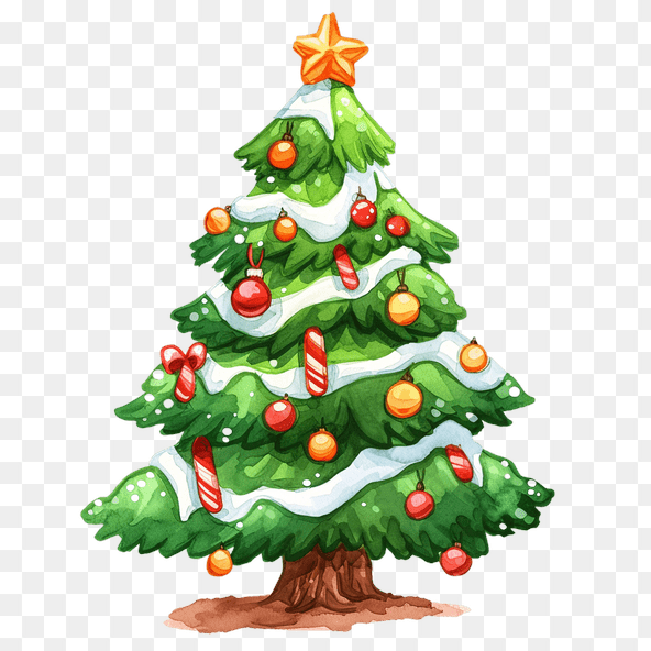 snowy christmas tree clipart