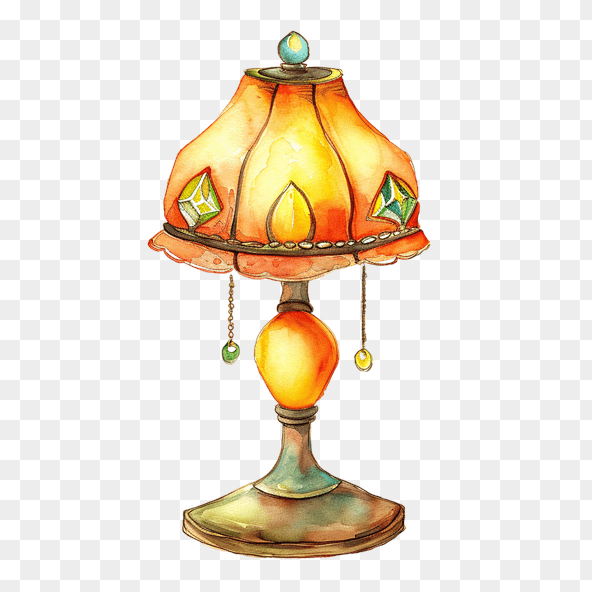 Vintage Watercolor Lamp Clipart