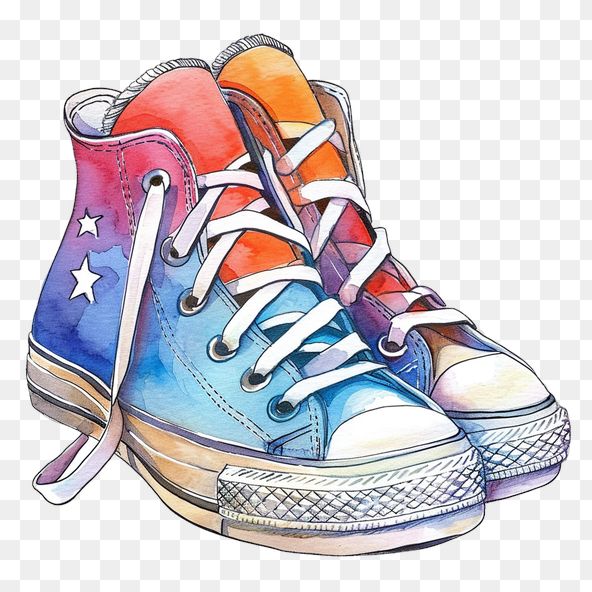 watercolor converse shoes clipart