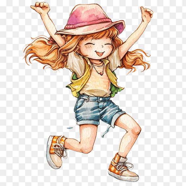 little girl jumping clipart