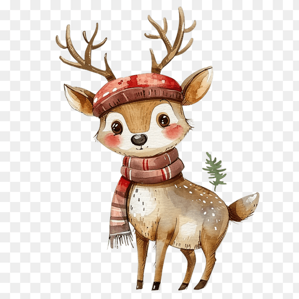 Cute Watercolor Reindeer Clipart