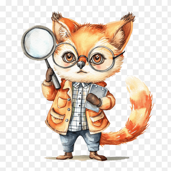 Cute Fox Detective Clipart