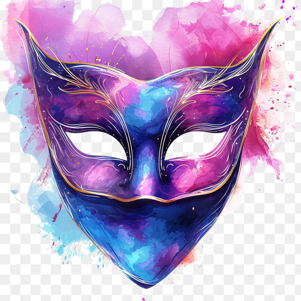 Venetian Carnival Mask Watercolor Clipart